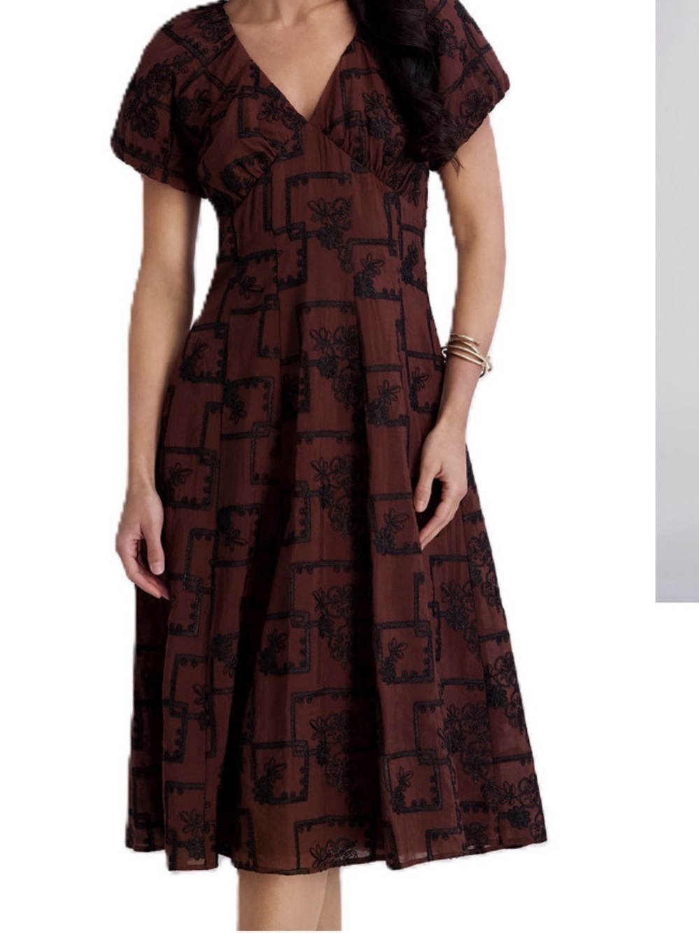 kensie Women's Geometric Midi Dress in Brown & Black